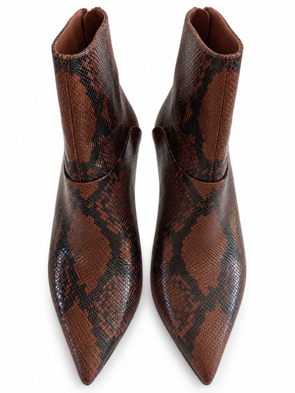 Jimmy Choo Brown Snakeskin Print Pointed Toe Ankle Boots Size 37.5